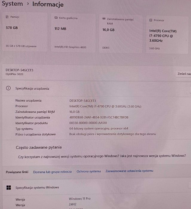 Komputer DELL i5\8GB ram\SSD 120GB+500HDD Windows 11 PRO