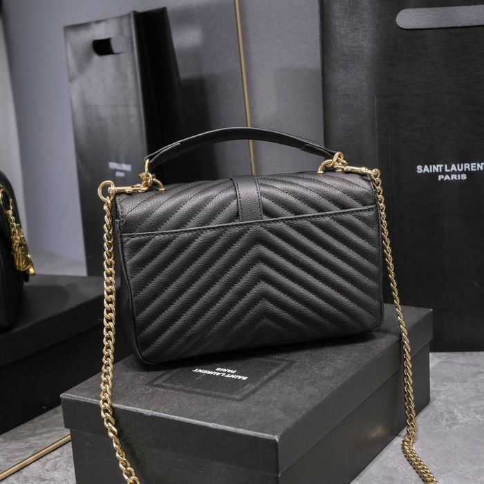 Сумка Yves Saint Laurent College , чорна шкіряна сумка YSL, жіноча сумка кожаная