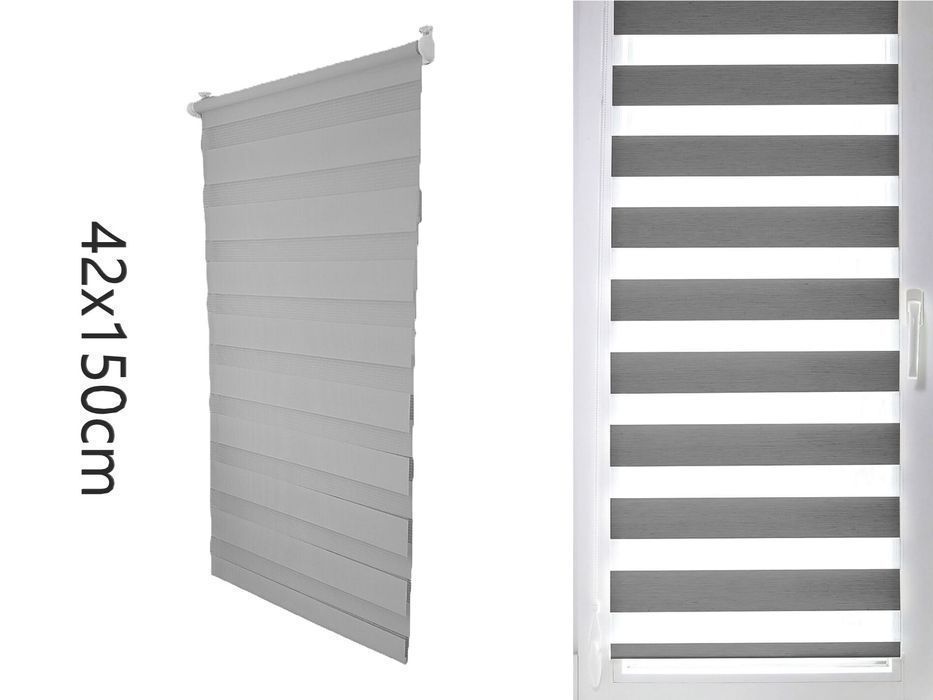 Szara Roleta Zebra Dzień i Noc 42x150 cm