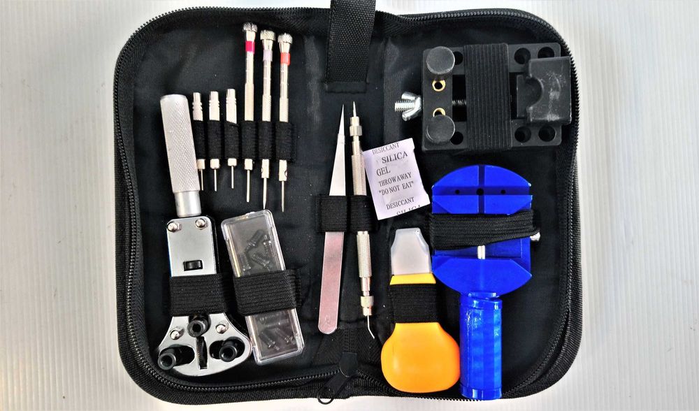 Kit de ferramentas reparação relógios c/ bolsa