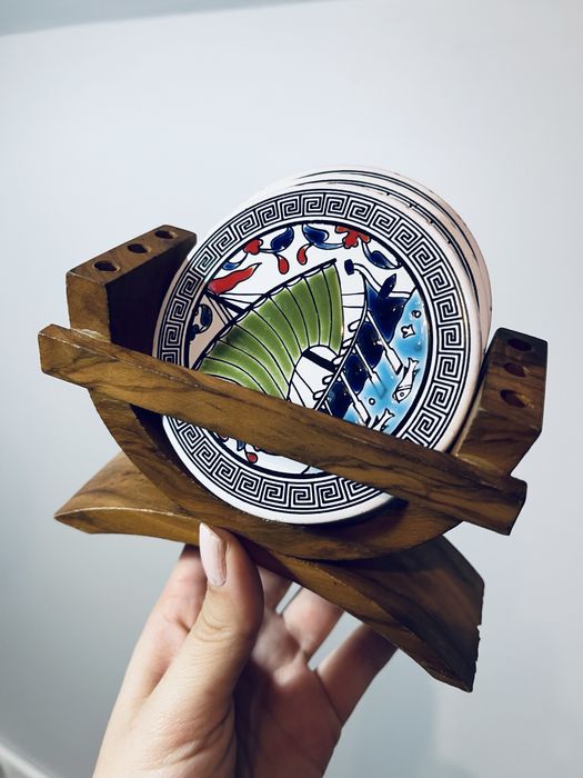 Porcelanowe 3 szt podkladki grecja hellada antyk