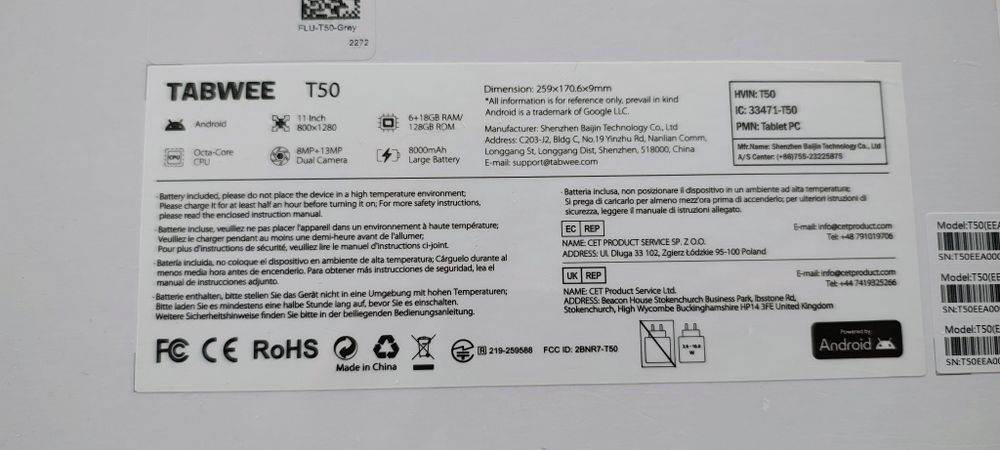 Nowy tablet Tabwee T50 6/128GB