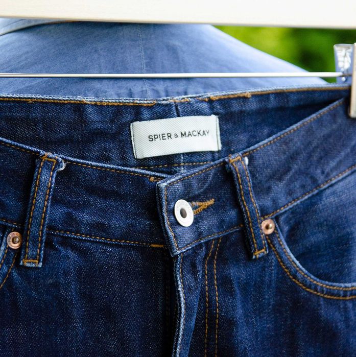 Klasyczne jeansy Spier & Mackay r32, 100% bawełna, denim premium, granatowe, 340g