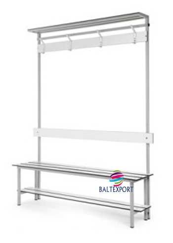 Banco Balneário Vestiário com Cabides Ripas Madeira Pinho / Fenolico