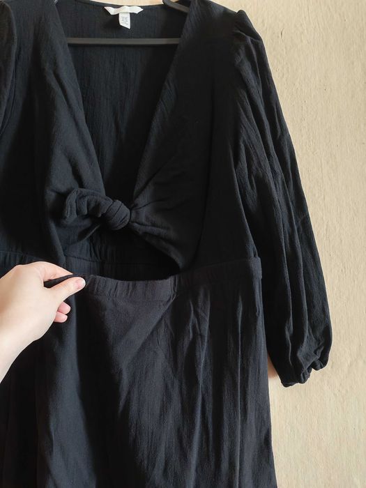 Czarna bawełniana sukienka z wycięciem XXL H&M
