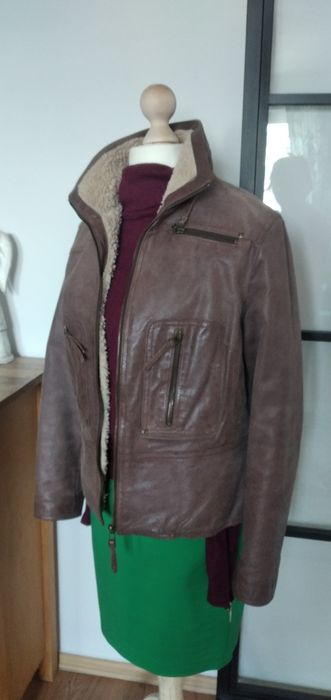 Skórzana,  brązowa kurtka damska w rozmiarze M/L