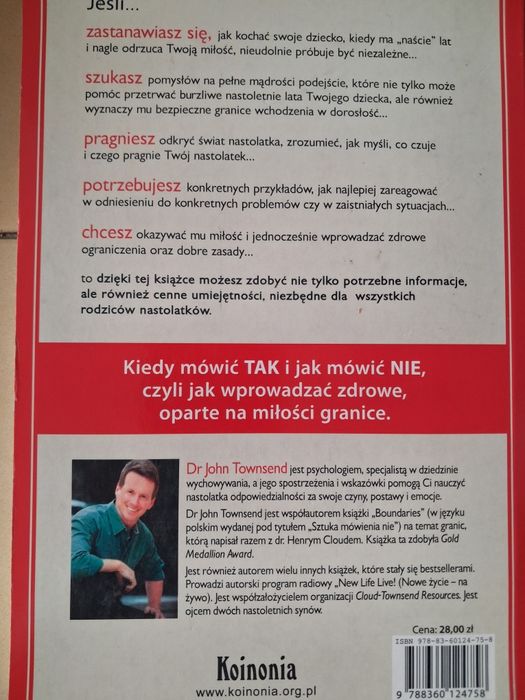 ,,Granice w życiu nastolatków,,J. Townsend,poradnik