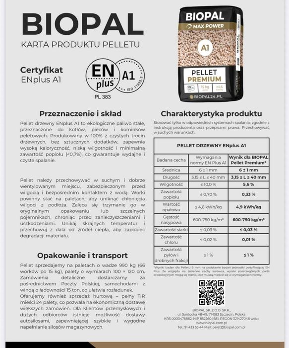 Pellet drzewny BIOPAL BRAK ! Nowa Sól • OLX.pl