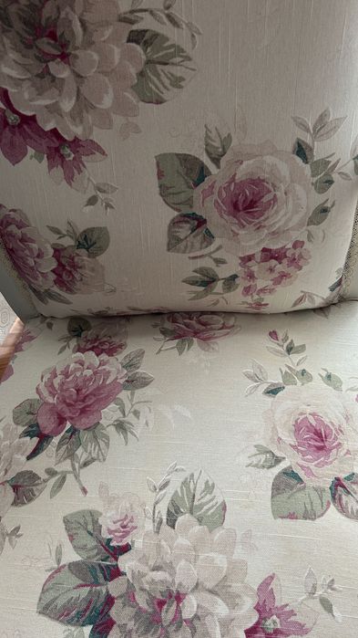Fotel stylowy z podnóżkiem | Shabby Chic / Prowansalski | Komplet