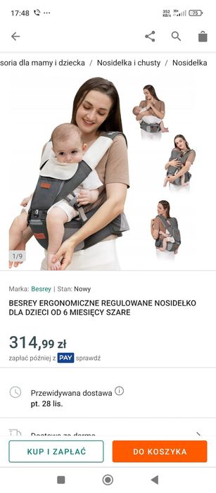 Besrey nosidełko od 6 miesięcy stan bdb-
