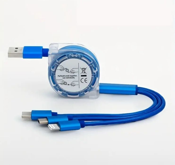 Nowy kabel do ładowania 3w1 zwijany typ C