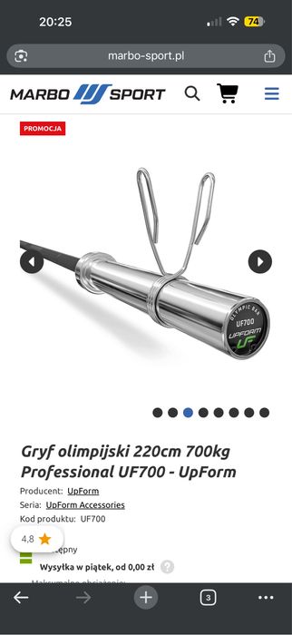 Gryf olimpisjki  220 cm 700kg UF700 20kg