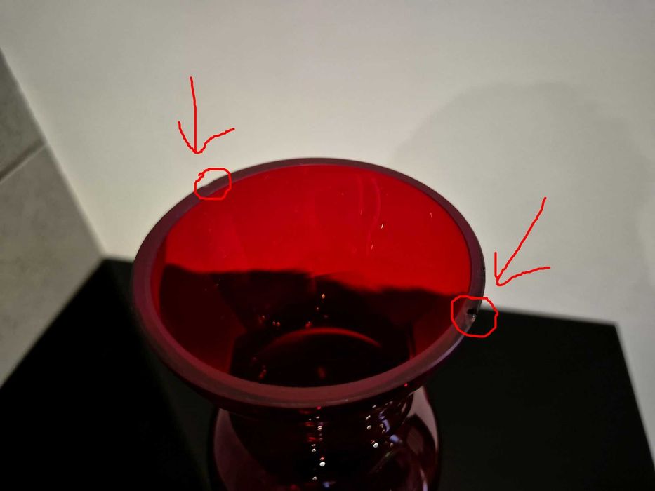 Wazon bałwanek Krawczyk huta Sudety rubinowy  szkło kolorowe RETRO