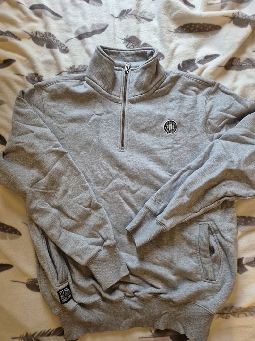 Bluza Pit Bull bez kaptura rozpinana 1/2 Small Logo kolor szary melanż rozmiar L.