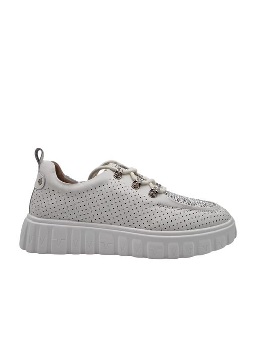 Sneakersy biale skórzane z cyrkoniami