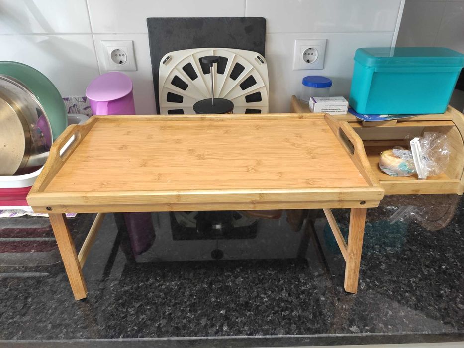 Tabuleiro para cama em bambu