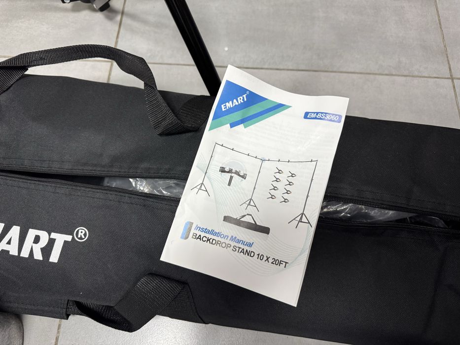 Підставка для фону EMART EM-BS3060 3x6 м для фотостудії Чорна поворотна (A716)