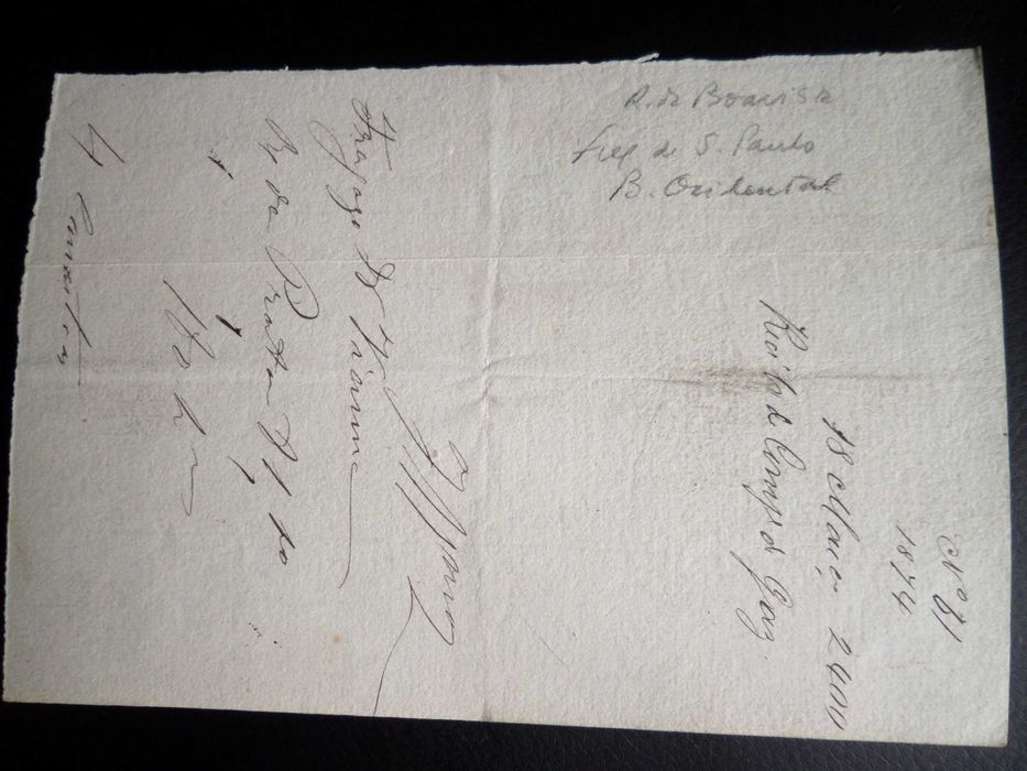 Recibo Manuscrito  1874 - 'Companhia Lisbonense d'Illuminação a Gaz'