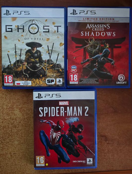 Gry Playstation 5 ,Ghost of Yotei, Assassin's Creed Shadows , Spider Man 2