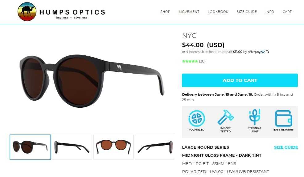 óculos de sol redondos pretos humps optics