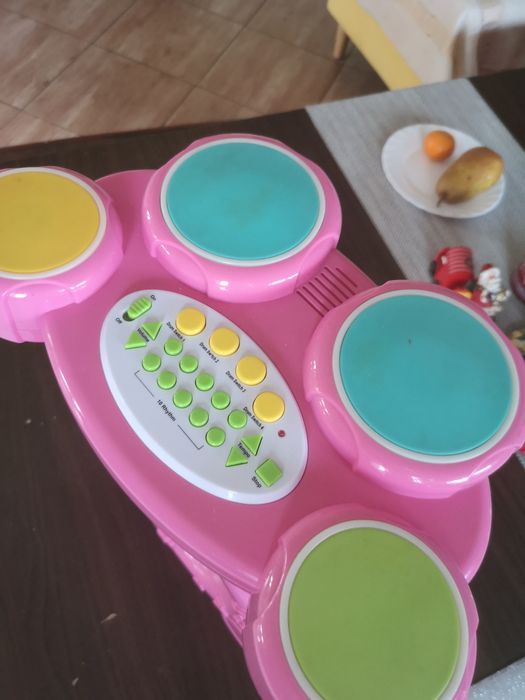 Perkusja bęben różowy carousel instrument zabawka edukacyjna interakty
