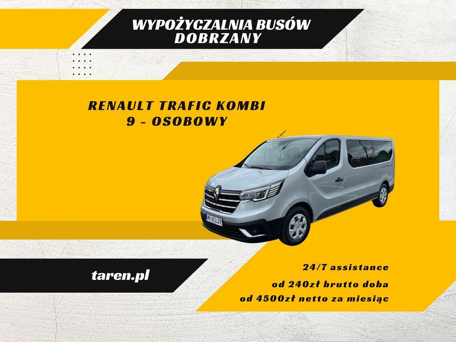 taren.pl wypożyczalnia busów Dobrzany Trafic Long 9 osobowy