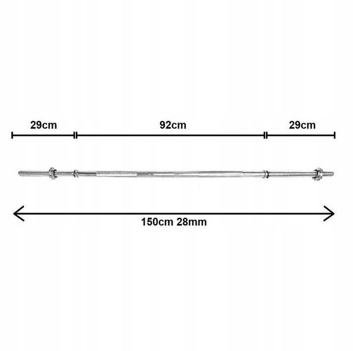 Gryf prosty stalowy sztanga 150cm 28 mm do ćwiczeń