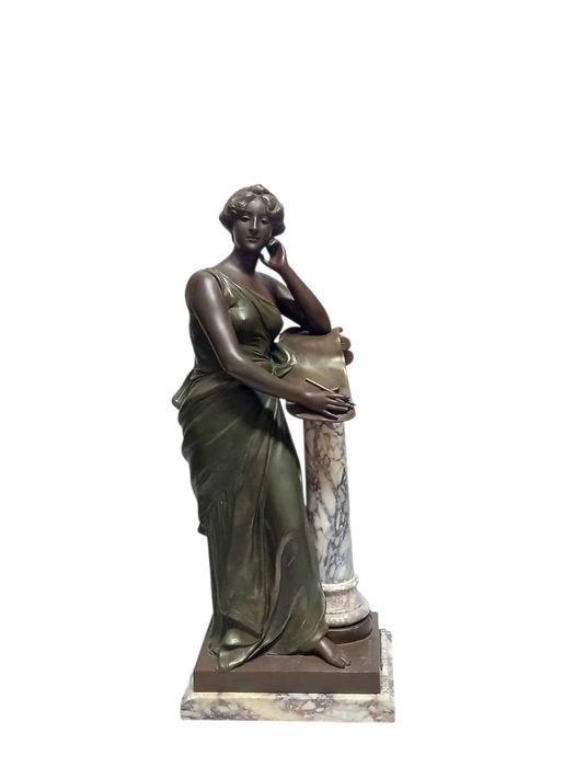 "Poezja" - figura, metal brązowiony, Francja, Henri Louise Levasseur