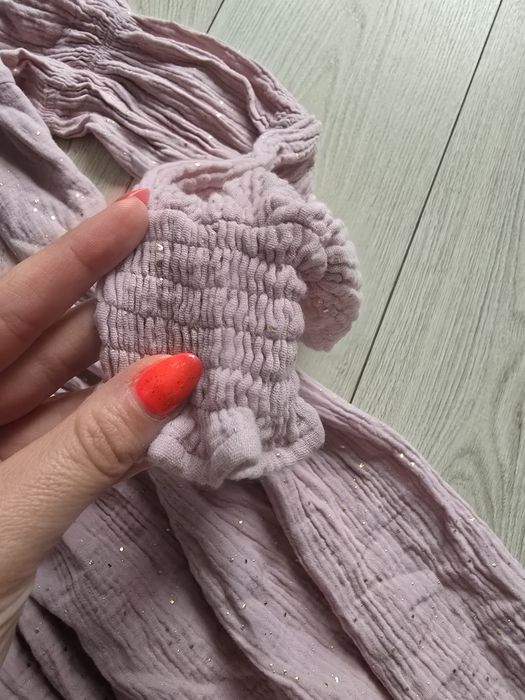 Lou M / L (40) sukienka różowa złota bawełna