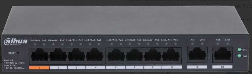 Коммутатор 10 портов управляемый Dahua DH-CS4010-8ET-60 PoE