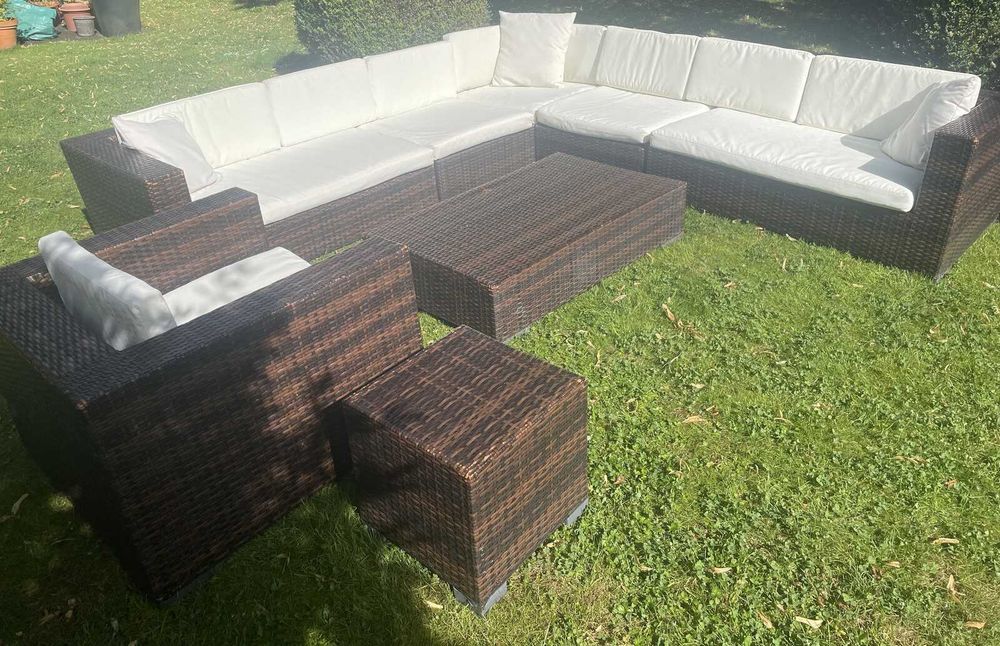 narożnik ogrodowy stół ława fotel meble na ogród ogrodowe XL poduszki