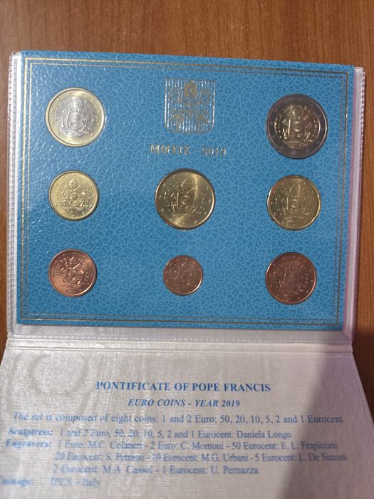 carteira oficial de moedas de Euro do Vaticano do ano de 2019