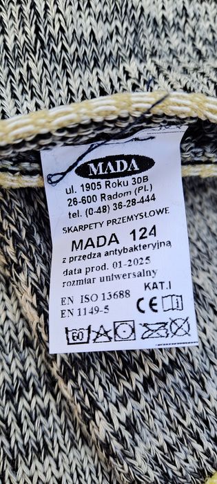 Skarpety przemysłowe górnicze antybakteryjne mada 3pary