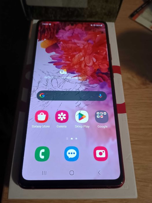 Samsung s20 fe czerwony dual SIM popękana szyba