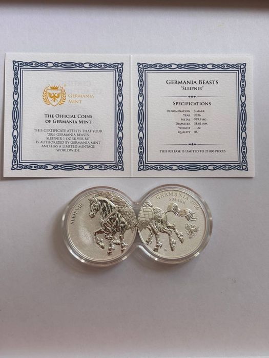 Набір срібних монет Germania Beasts: Sleipnir Слейпнір 2 x 1 oz Germania Mint