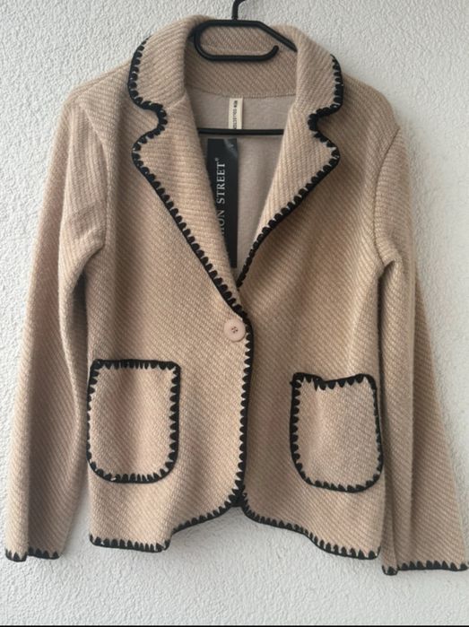 Marynarka wełnaina vintage uni żakiet narzutka