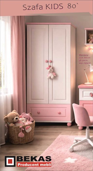 Biurko KIDS Dziewczynka Białe Różowe PINK BEKAS Dąb Producent Mebli