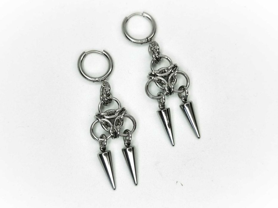 Kolczyki chainmaille z kolcami gothic punk cyber goth industrial