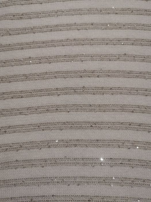 Sweter damski biały w złote paski