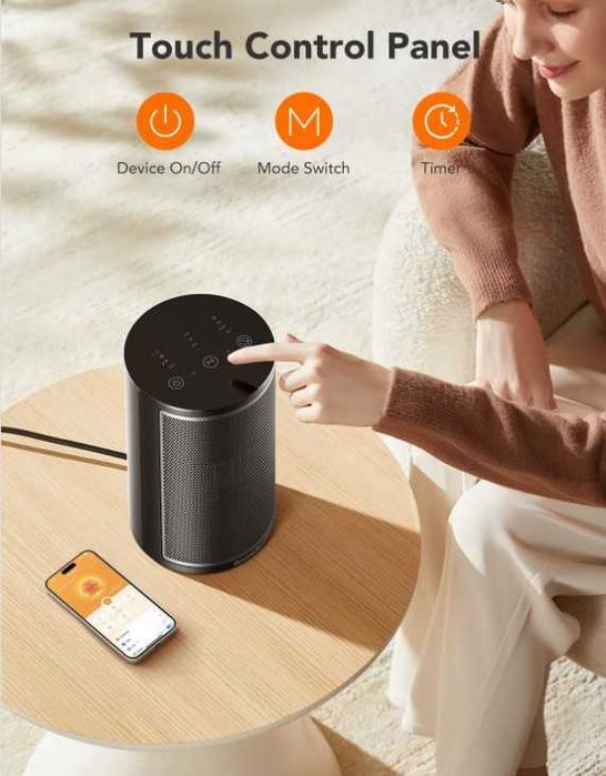 Тепловентилятор обогреватель GOVEELIFE H713C 1500W, WiFi керамический