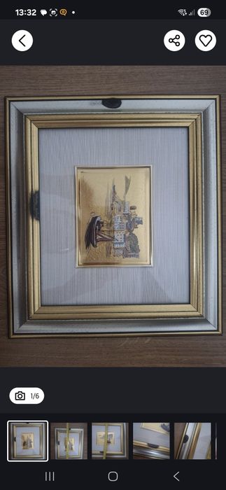 Obraz chromolitografia rama srebrno zlota GRATIS wysylka