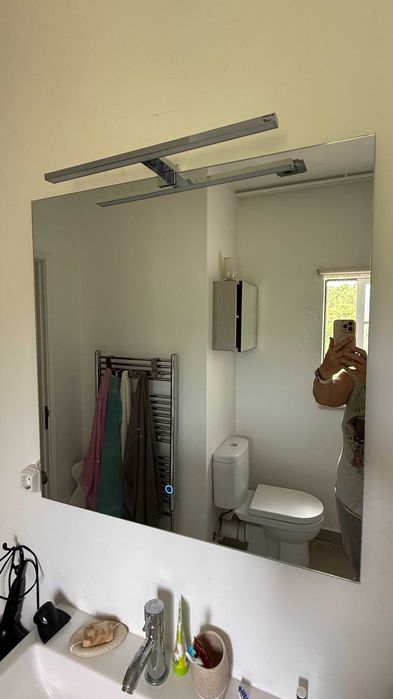 Espelho de casa de banho 80x80 cm com iluminação LED e touch