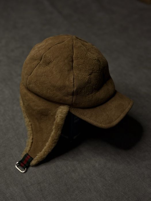 Кепка вушанка Gucci GG Shearling Earflap Cap-Тепла зимова бейсболка