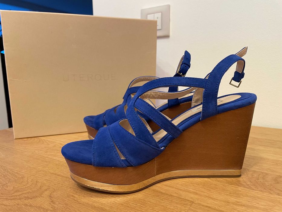 Sandálias Uterque Azuis em Camurça