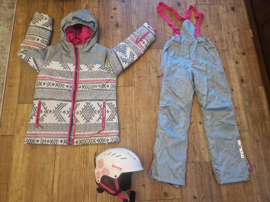 Kurtka narciarska ,spodnie narciarskie, kask Uvex