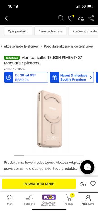 Monitor selfie TELESIN P5-RMT-07