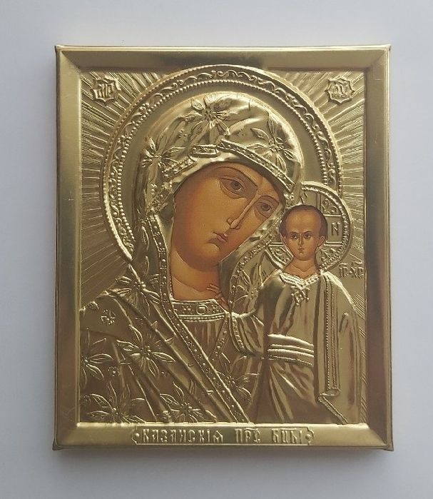 Ikonka Prawosławna w ryzie Matka Boska Kazańska.