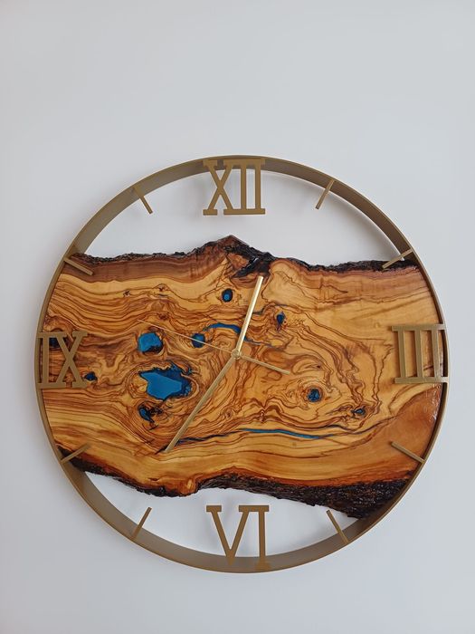 Zegar ścienny z żywicą 50, złoty