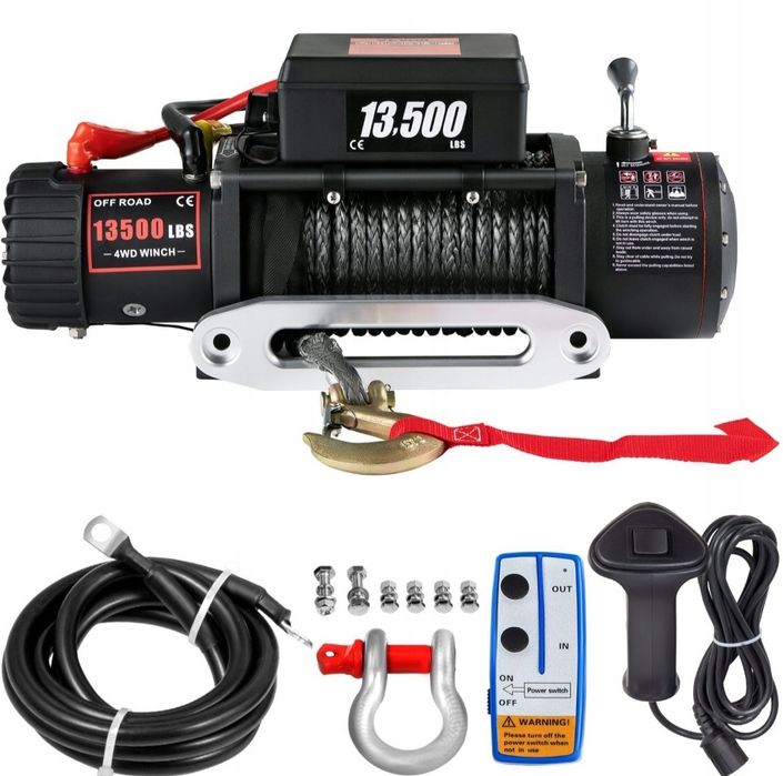 Wyciągarka Elektryczna 12V 6123 kg (13500 LBS) Wodoodporna z Liną 27m