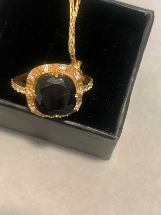 Anel Elite em prata e ouro com Onix e zirconias
